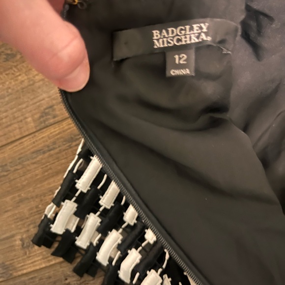 Badgley Mischka Black and White Checkered Midi Dress - Picture 5 of 5
